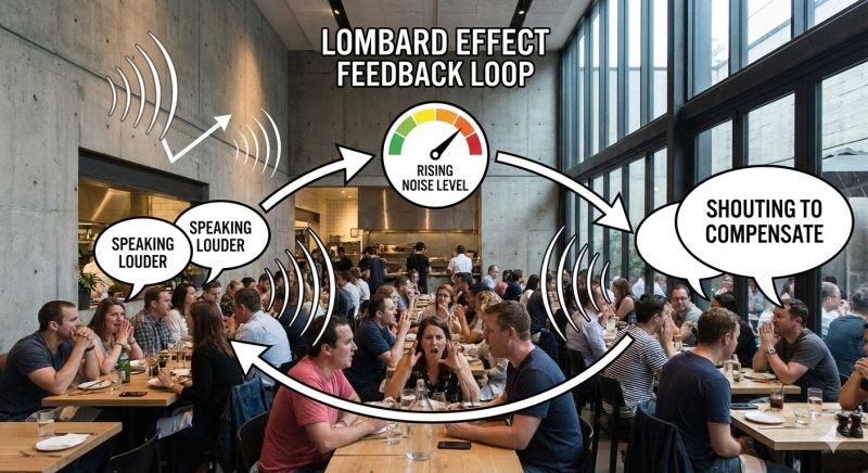 Vòng lặp hiệu ứng Lombard trong nhà ăn đông người